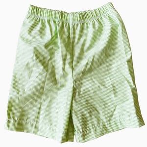 Toddler Green/White Gingham Cotton Shorts